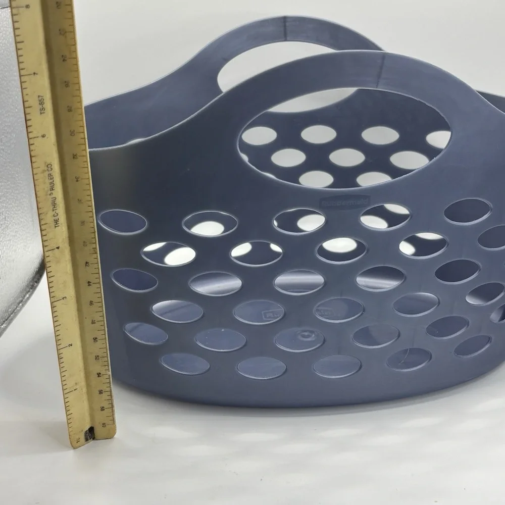 Rubbermaid Oval Carry Tote Blue Basket Handles Flexible Laundry Beach Purse‎